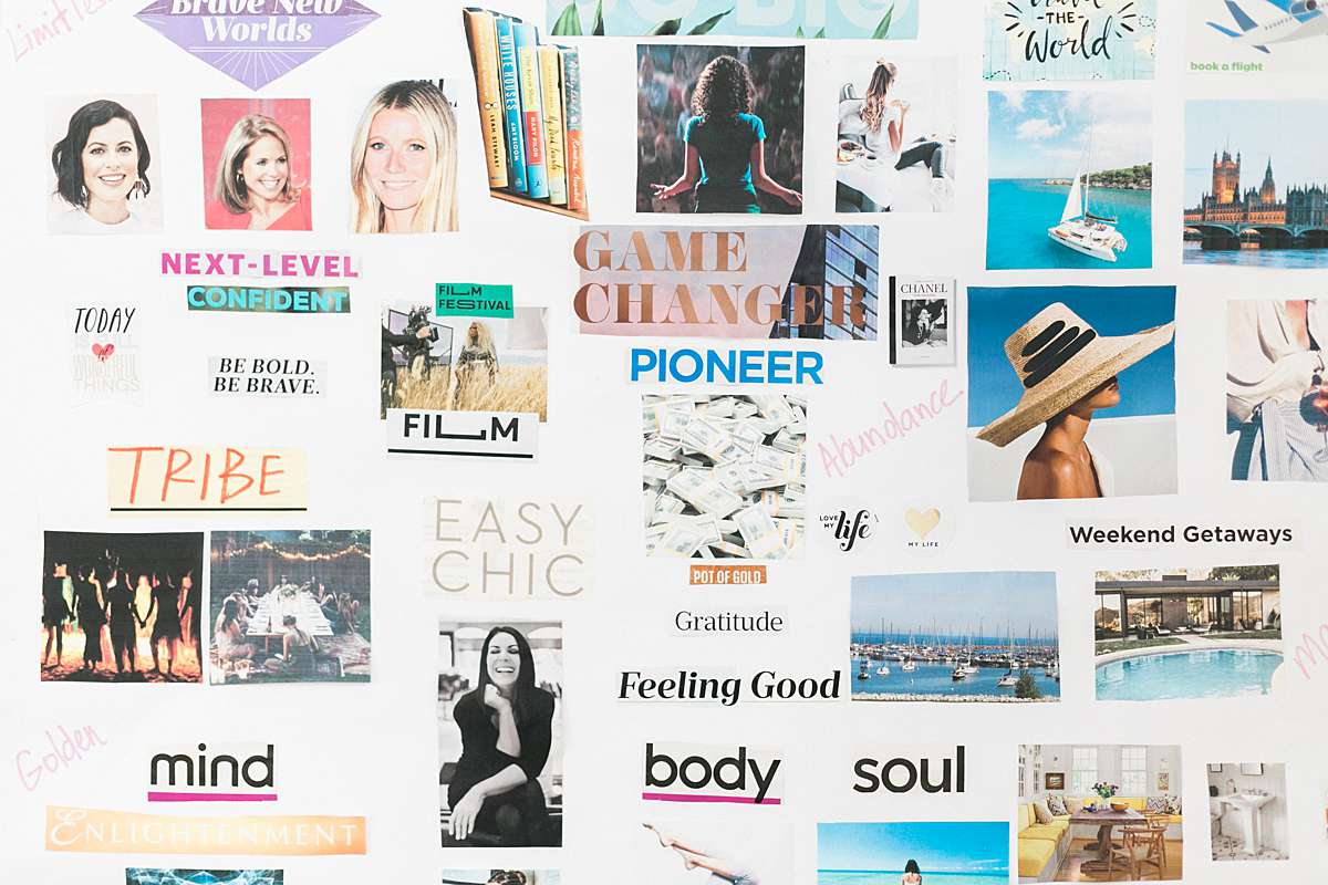 vision board with tropical vibe