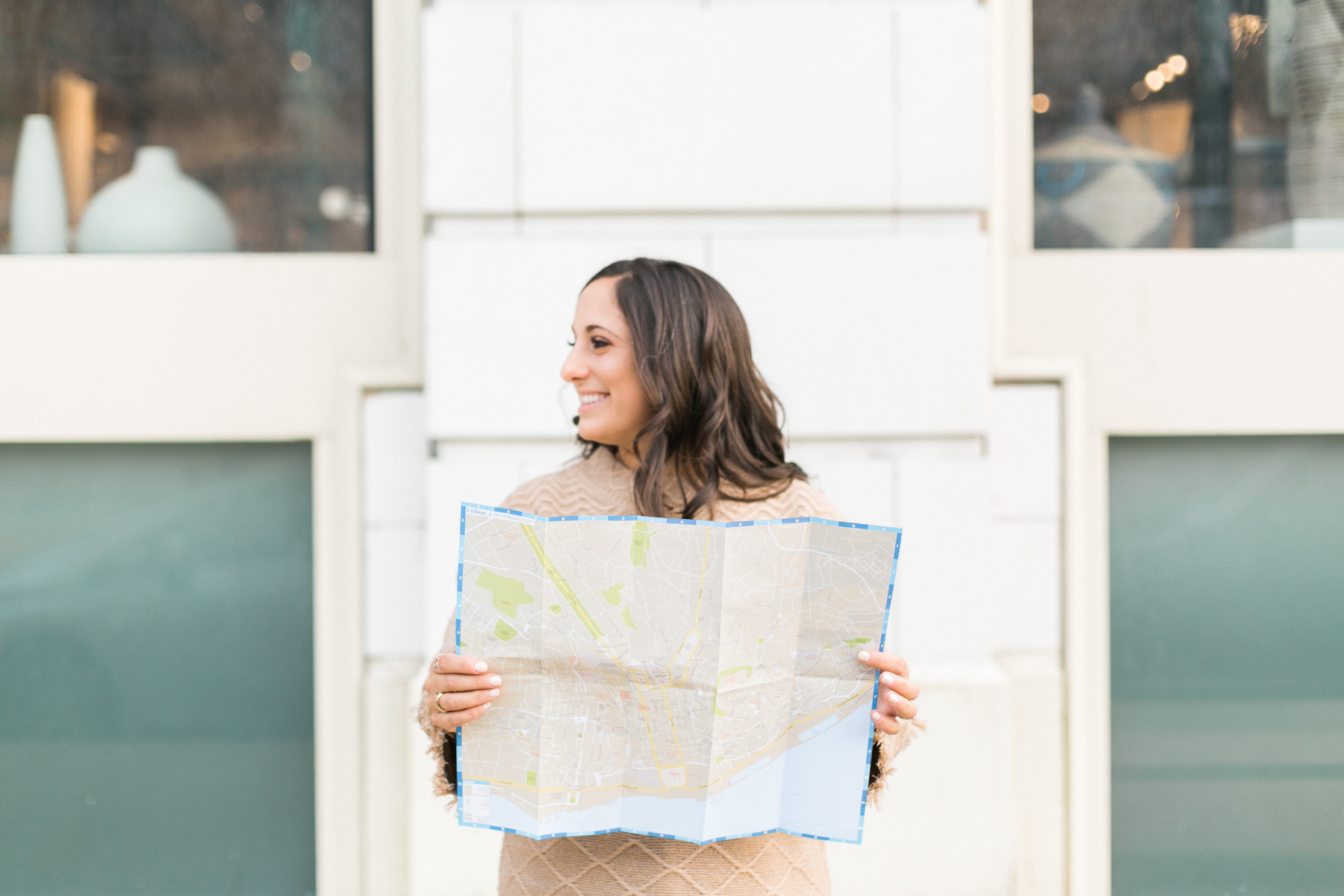 woman looking at a map