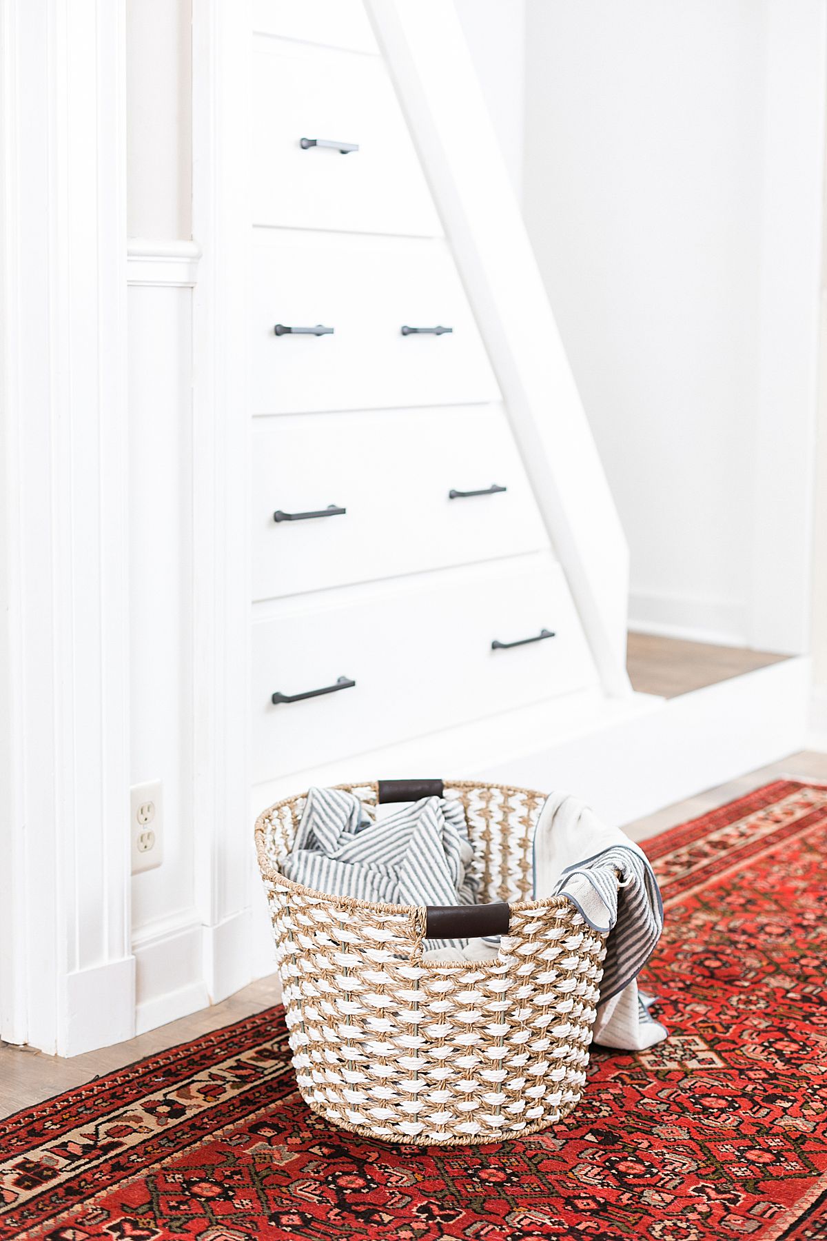 laundry basket by white set built-in of drawers
