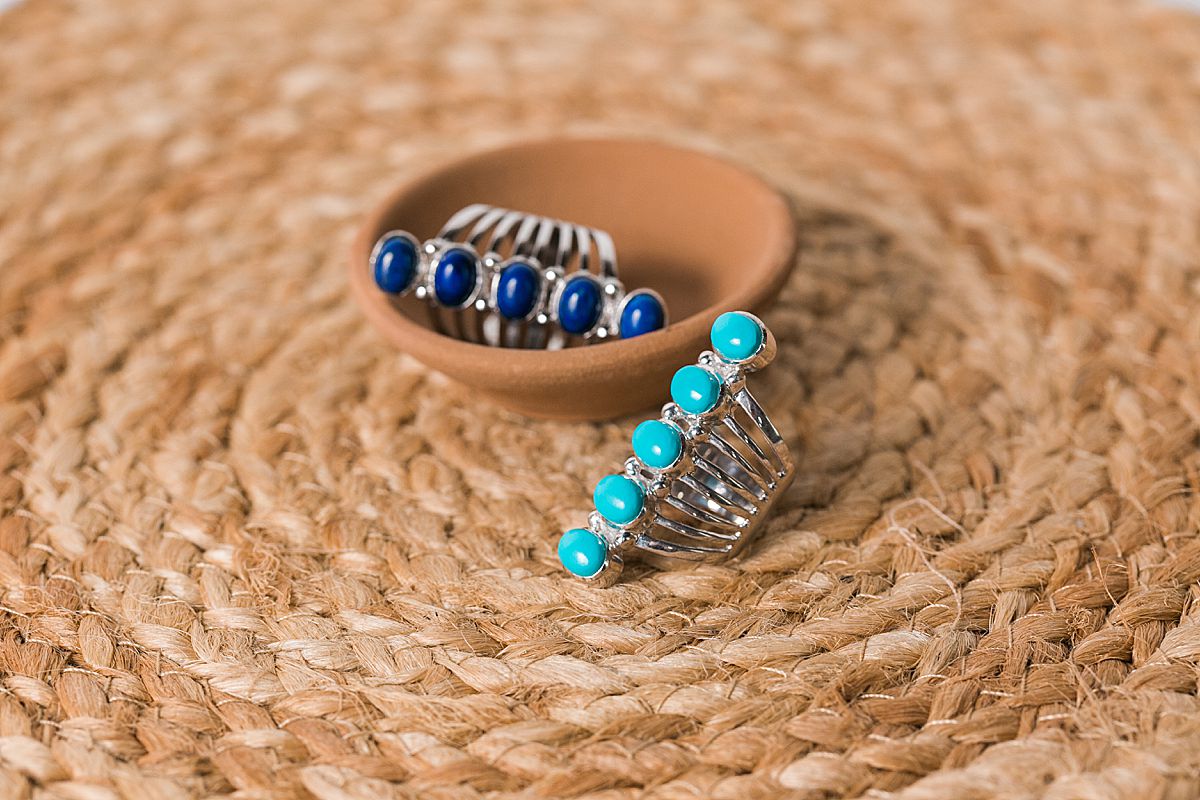 turquoise and blue rings