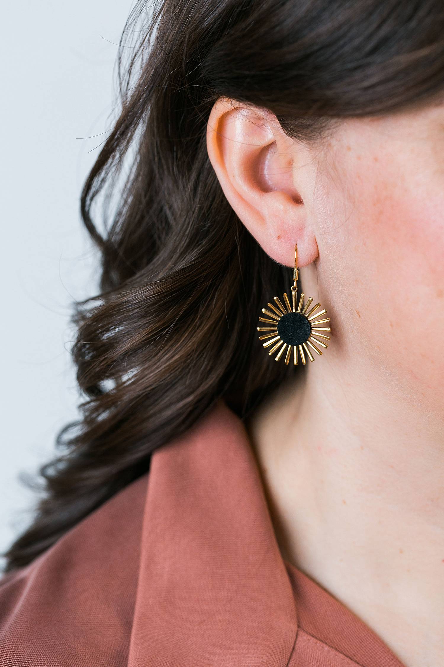 handmade jewelry earrings with salvaged leather and metal from milwaukee maker artist