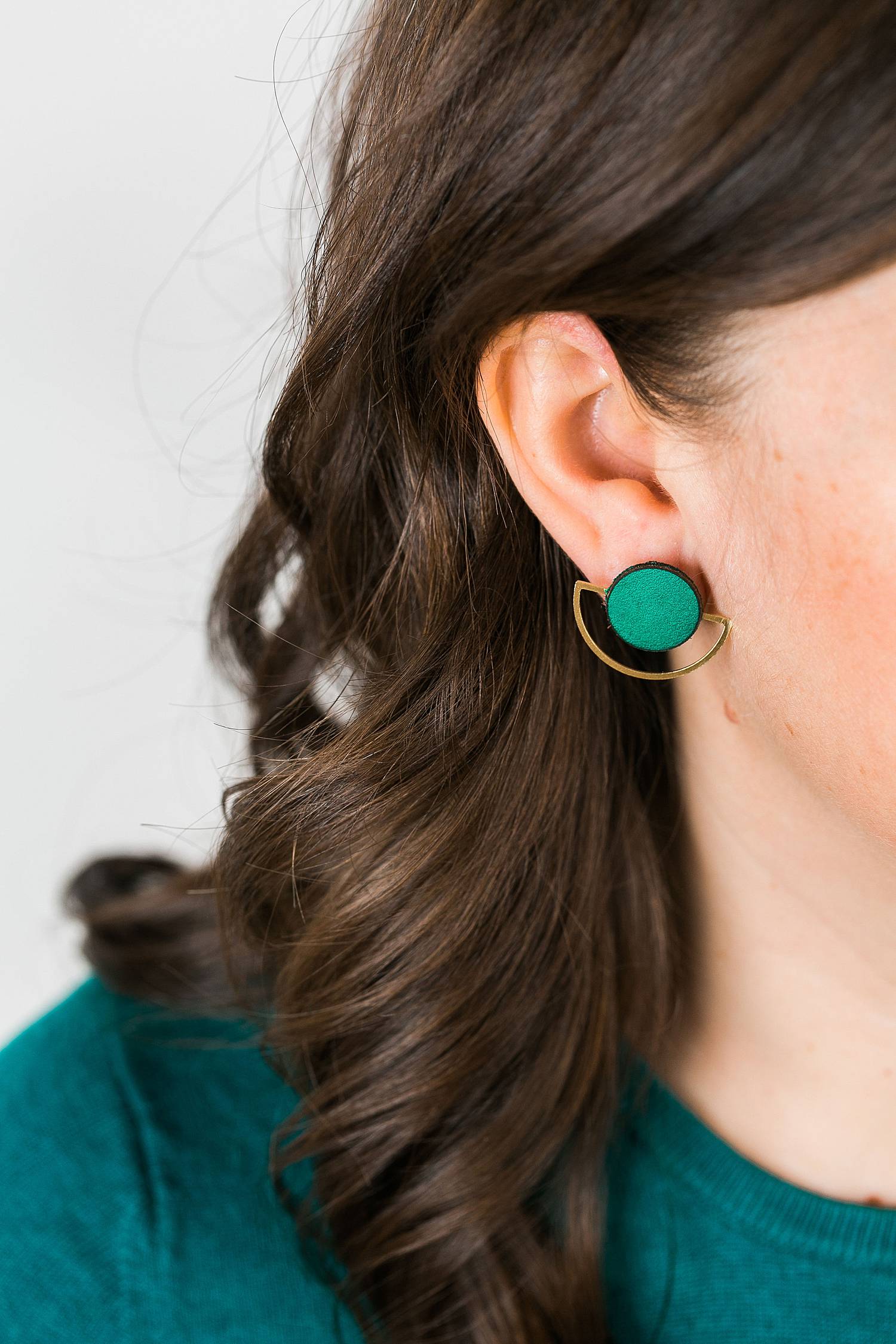 handmade jewelry earrings with salvaged leather and metal from milwaukee maker artist