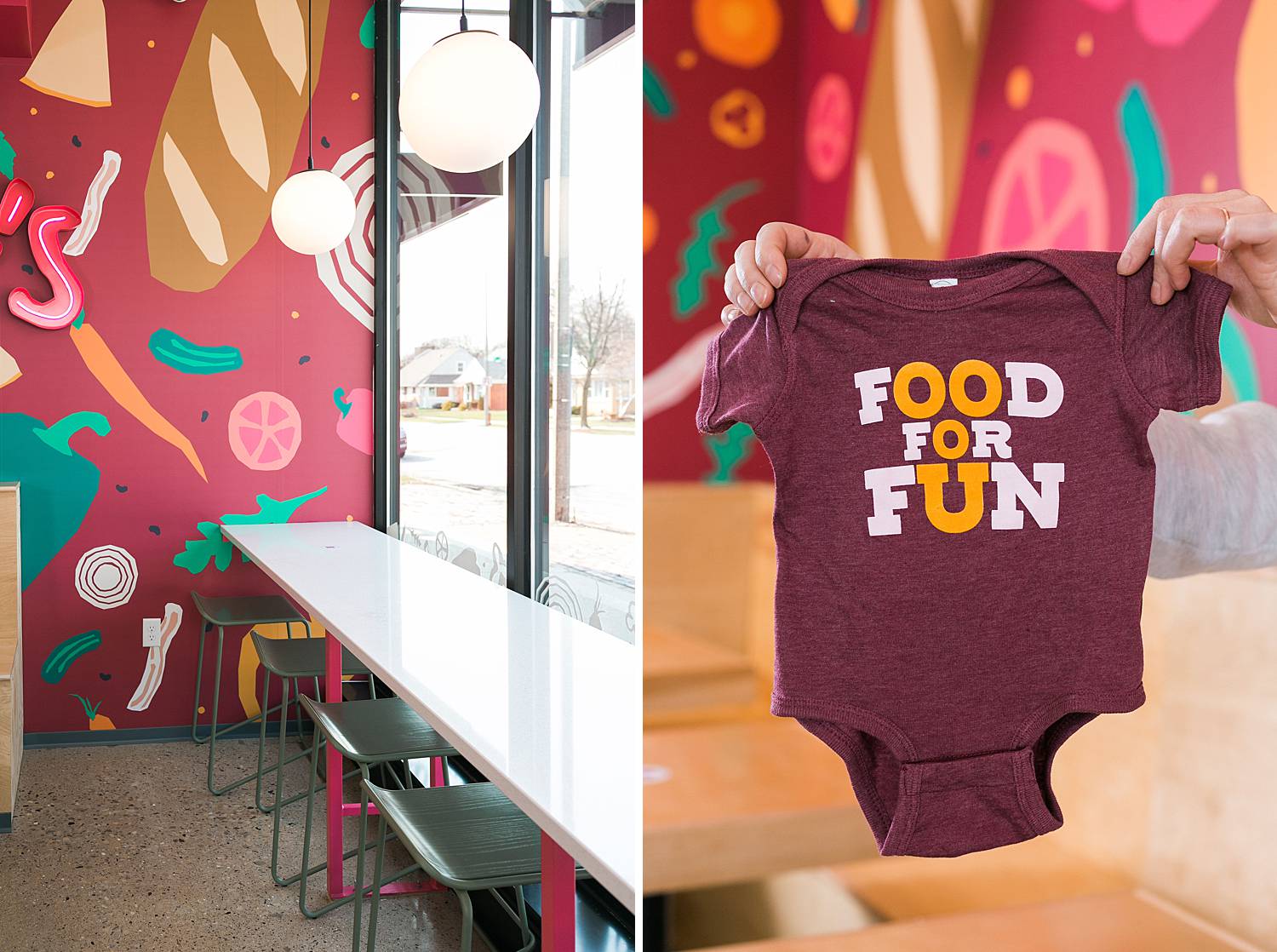 baby onesie at sully's sandwiches with slogan food for fun